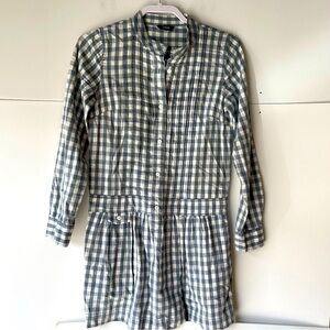 J. Crew Women's Flannel Gingham Shirtdress Shirt Dress Blouse Top, Sz 00